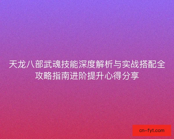 天龙八部武魂技能深度解析与实战搭配全攻略指南进阶提升心得分享