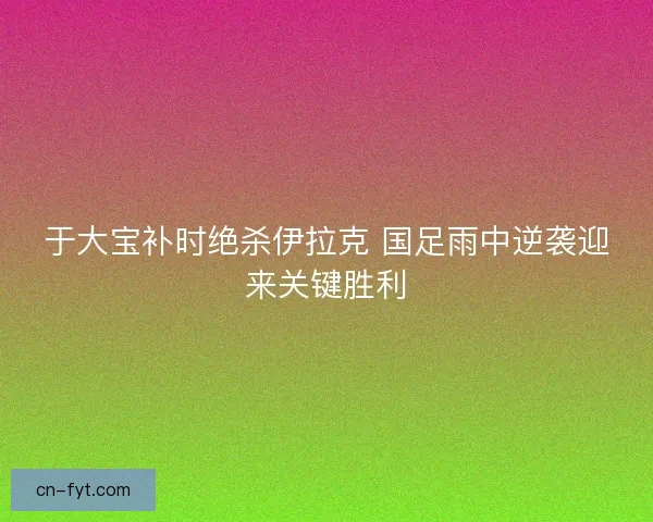 于大宝补时绝杀伊拉克 国足雨中逆袭迎来关键胜利